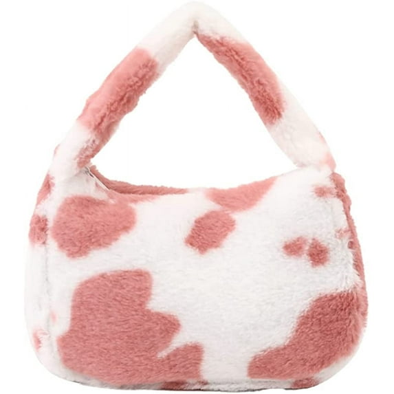 JUYGO Women Tote Bag Small Cozy Fuffy Faux Fur Plush Handbag Trendy Quilted Casual Winter Soft Purse