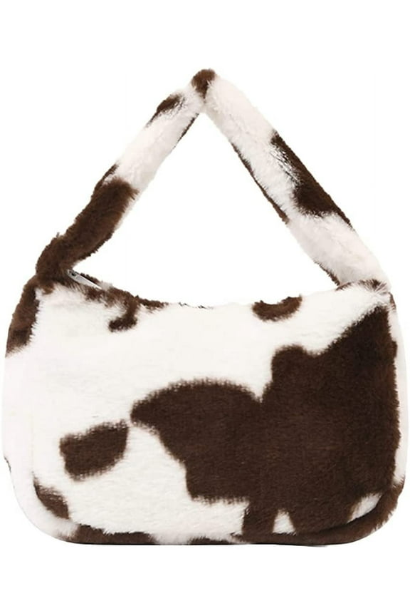 Women Tote Bag Small Cozy Fuffy Faux Fur Plush Handbag Trendy Quilted Casual Winter Soft Purse