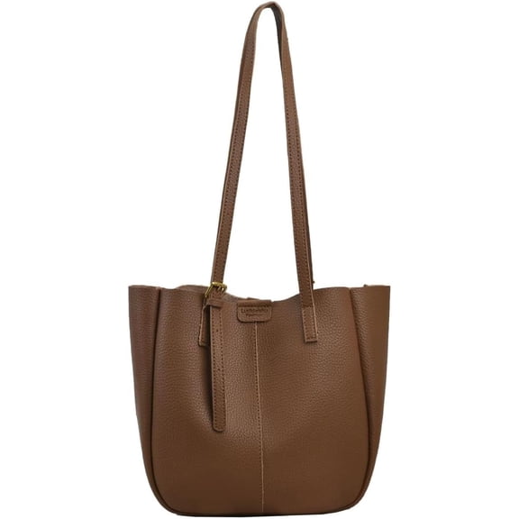 JUYGO Women's Bucket Shoulder Tote Bags Fashion Large Top Handle Satchel Casual Handbags PU Leather Working Purses 2pcs