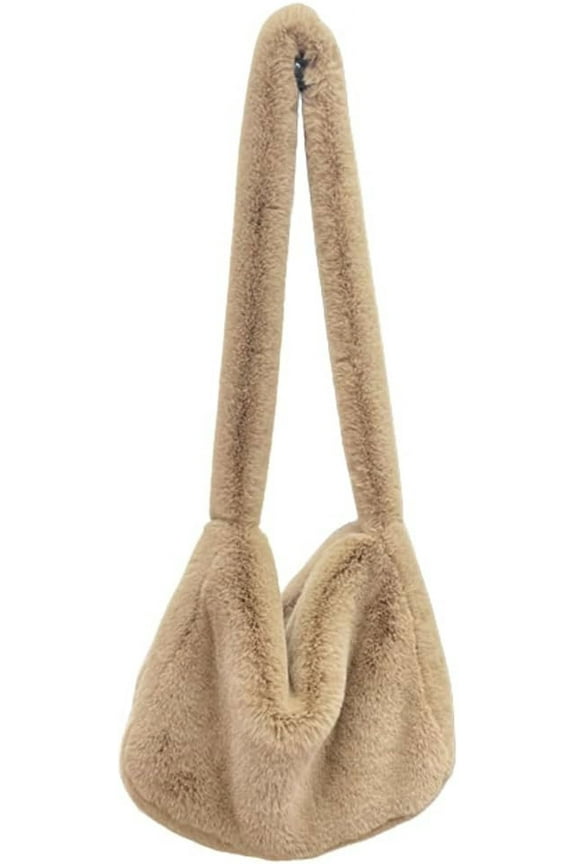 Women’s Furry Crossbody Bag Large Capacity Fuzzy Faux Fur Shoulder Bag Slouchy Y2k Soft Plush Hobo Bag Purse