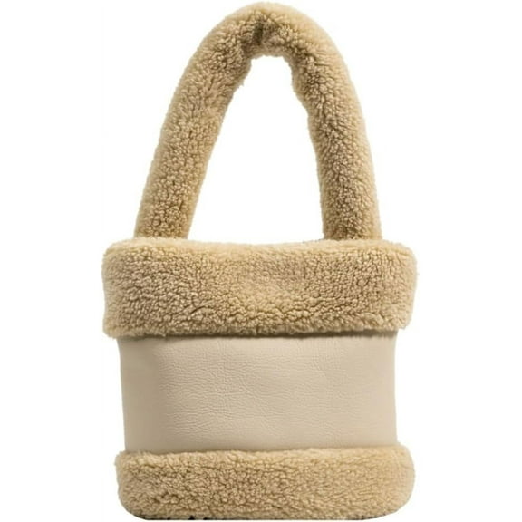 JUYGO Women's Furry Shoulder Bag Plush Hobo Leather Bucket Tote Lightweight Handbag Cute Purse Soft Winter Satchels