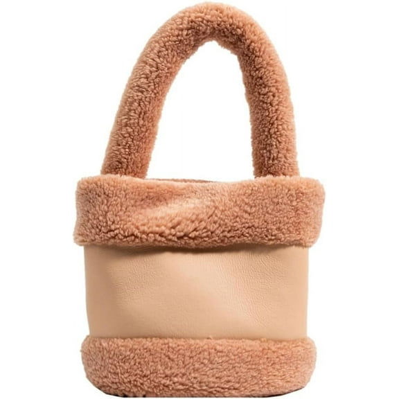 JUYGO Women's Furry Shoulder Bag Plush Hobo Leather Bucket Tote Lightweight Handbag Cute Purse Soft Winter Satchels