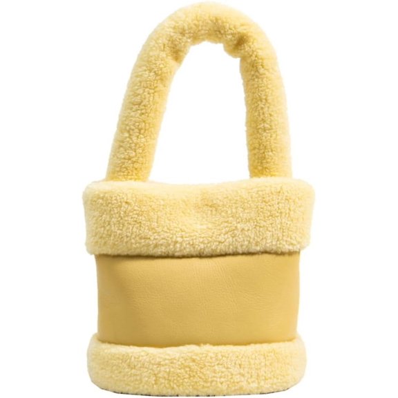 JUYGO Women's Furry Shoulder Bag Plush Hobo Leather Bucket Tote Lightweight Handbag Cute Purse Soft Winter Satchels