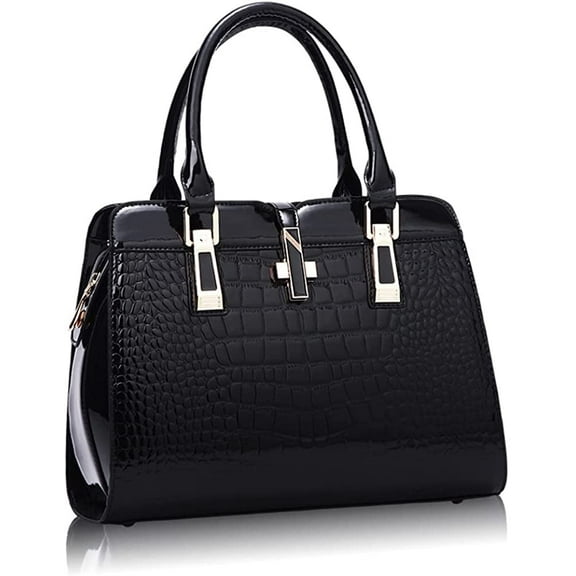 JUYGO Women's Handbags Satchel Purses Crocodile Grain Top Handle Tote Work Bags Faux Leather Shoulder Bags with Strap