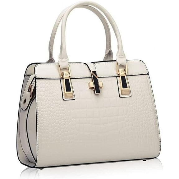 JUYGO Women's Handbags Satchel Purses Crocodile Grain Top Handle Tote Work Bags Faux Leather Shoulder Bags with Strap