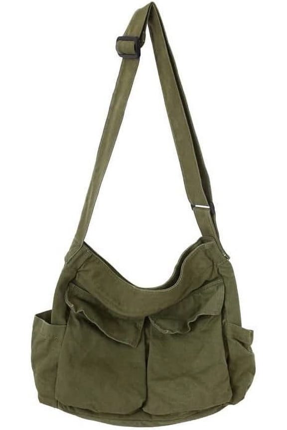 Women's Hipster Hobo Boho Hippie Crossbody Bag Japanese Dark Academia Canvas Sling Packs Grunge Aesthetic Handbags (white)