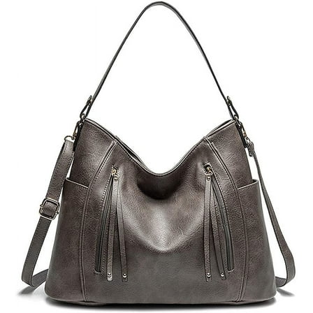 JUYGO Women’s PU Soft Leather Handbag Designer Tassel Shoulder Tote Bag Top Handle Bags