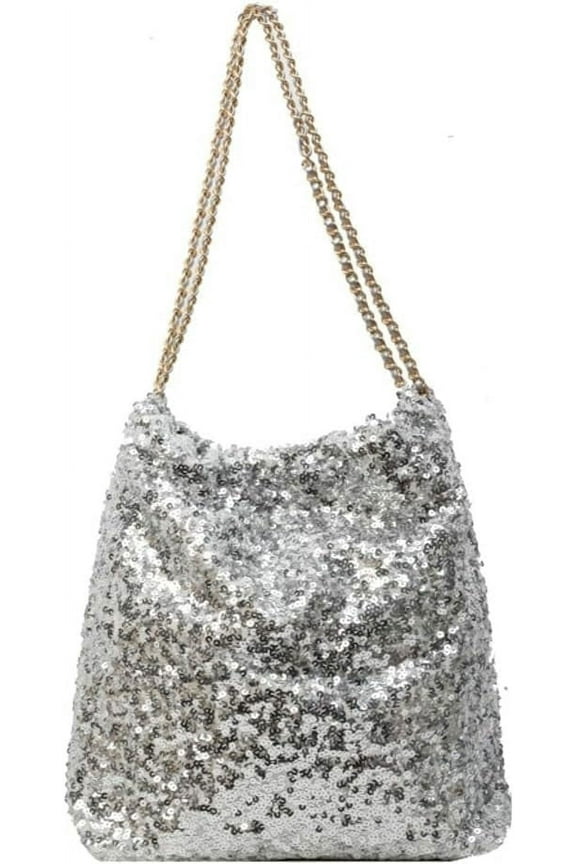 Womens Fashion Shoulder Bag Y2k Sparkly Glitter Sequin Purse Large Totes Top Handle Satchel with Chain Party