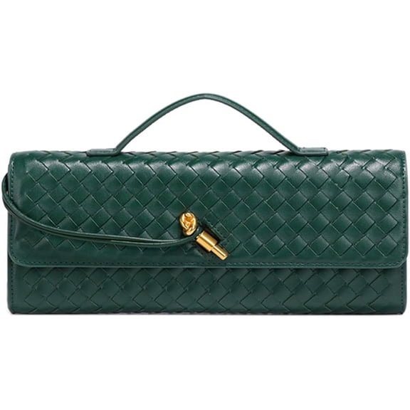 JUYGO Woven Handbag for Women Fashion Evening Shoulder Bag PU Leather Handmade Clutch Purse Casual Crossbody Bags 2024