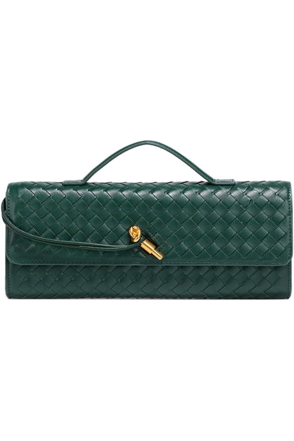 Woven Handbag for Women Fashion Evening Shoulder Bag PU Leather Handmade Clutch Purse Casual Crossbody Bags 2024