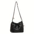 thumbnail image 1 of JUYGO Y2K bow decor crossbody bag, trendy drawstring bucket bag, women shoulder bag with chain strap, 1 of 6