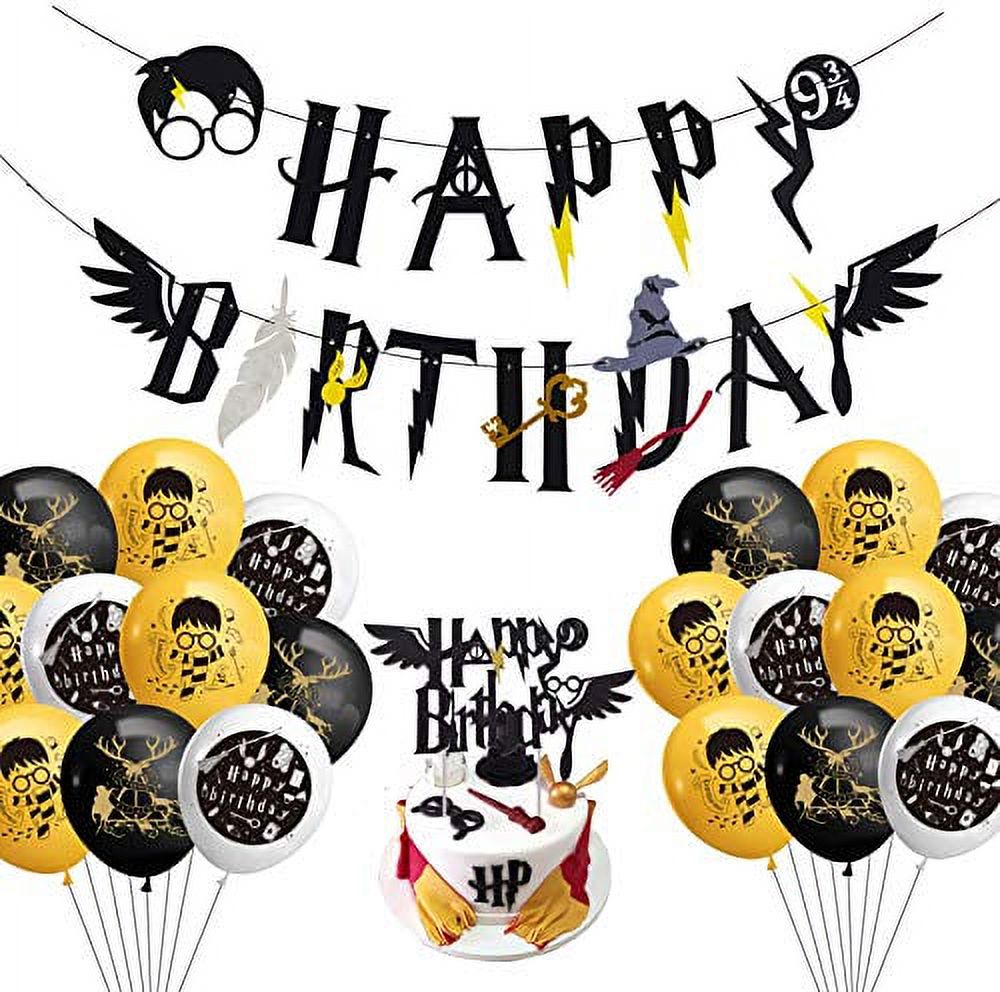 JUYRLE Harry Potter Happy Birthday Bday Decorations,Wizard Happy Birthday  Banner HP Birthday Themed for Kids Party Supplies Decorations