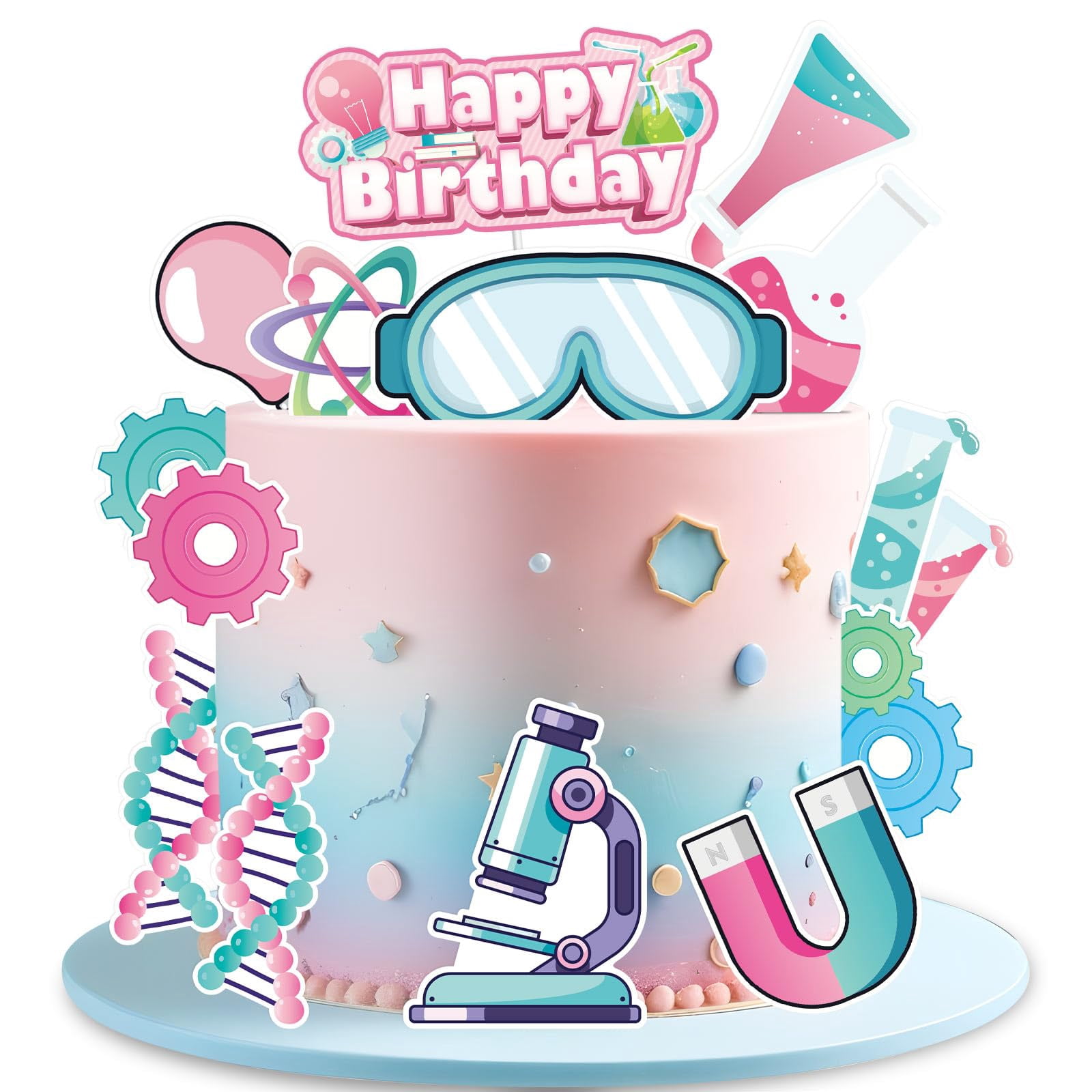 Science Birthday Party Supplies JUYRLE 21-Piece Mad Scientist Cake ...