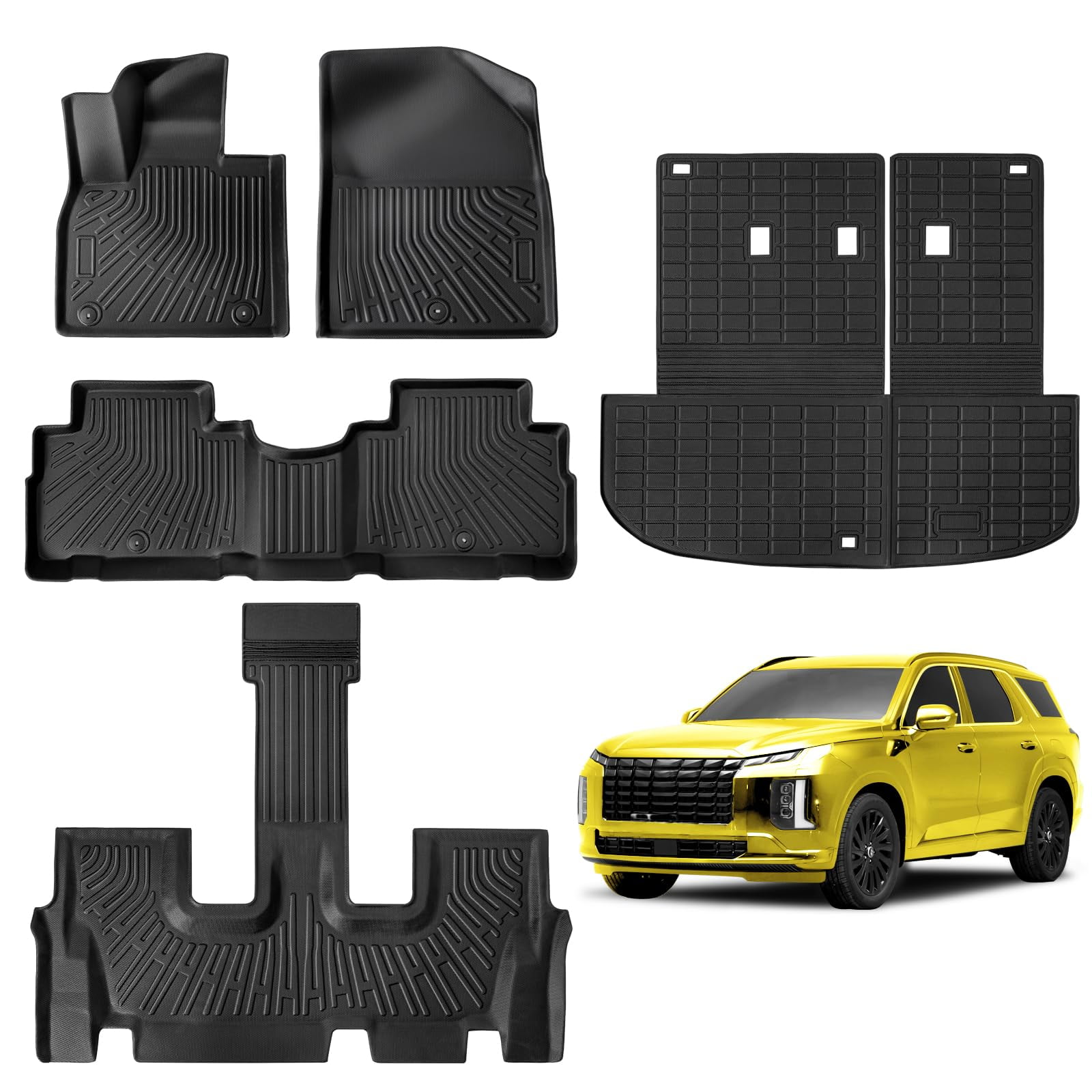 JUZISHU Floor Mats for Hyundai Palisade 7 Seater 2020-2025 Full Set All ...