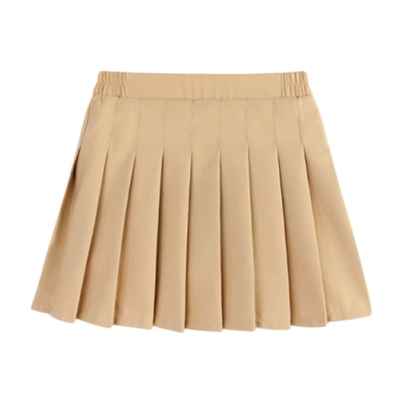 JUjie Girls' School Uniform Pull-on Scooter Skirt with Undershorts, Knit Waistband & Functional Pockets, Back to school Uniform Top Khaki 5-6 Years