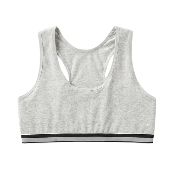 JUjie Girls Sports Bra Kids Racerback Training Bras with Sewn in Pads for Girls Training Bras Z02 Grey 14 Years