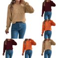 thumbnail image 1 of JUjie Halloween Sweater Plus Size Womens Striped Crew Neck Knit Pullover Sweaters Ruffled Long Sleeve Tops Z03 Orange XL, 1 of 5