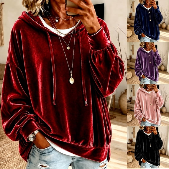 JUjie Lightweight Hoodies for Women Oversized Sweatshirt Comfort Drawstring Sweatshirts for Fall & Winter Top 2026 Basic Hoodie Outfits Navy L