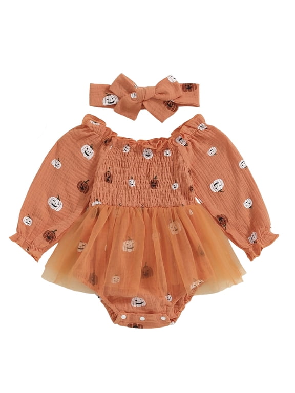 My First Newborn Halloween Baby Girl Bodysuit Romper Cute Pattern Overalls Outfit