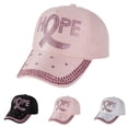 thumbnail image 1 of JUjie Pink Ribbon Cancer Hats for Women, Cancer Awareness Cap, Bling Cancer Survivor Gifts for Woman Pink One Size, 1 of 6