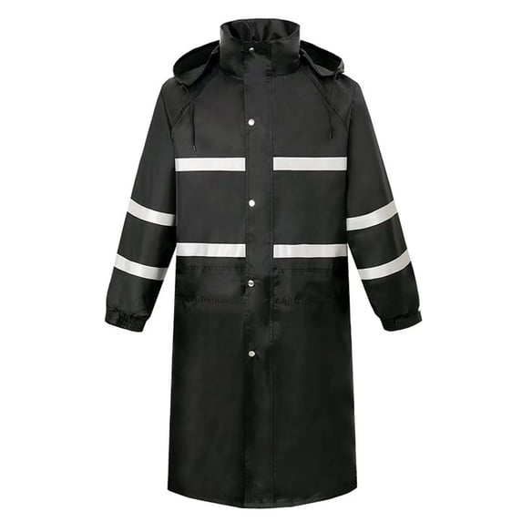 JUjie Raincoat Men Long Reflective Double Layer Thickened Oxford Water Resistant for Occupational, Black M-XXXXL Raincoat