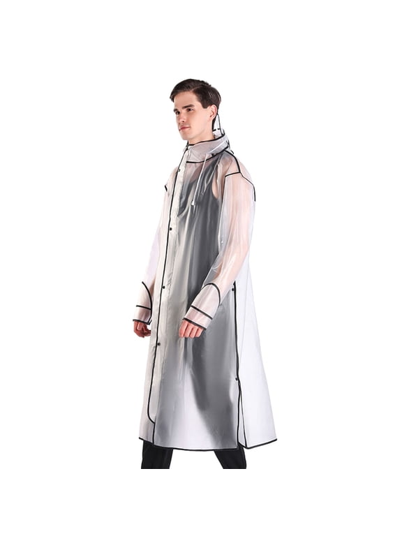Raincoat Men Women Transparent Zip Thickened Water Resistant for Mountaineering Fishing, Black White Yellow Blue XL-XXXL Raincoat