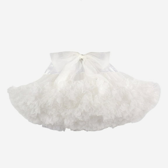 JUoaLXG Baby Girls Casual Dresses Solid Color Rainbow Print Crew Neck Short Sleeve A Line Mesh Tutu Dress Activewear,White,12-18 Months