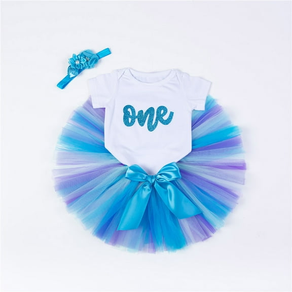 JUoaLXG Baby Girls Casual Dresses Summer Cute Mesh Set Birthday Rainbow Puffy Birthday Party Dress Streetwear,Blue,6-12 Months