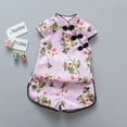 thumbnail image 1 of JUoaLXG Baby Girls Casual Dresses Summer Kids Floral Print Stank Short Sleeve Tang Suit Cheongsam Dress Streetwear,Purple,18-24 Months, 1 of 4
