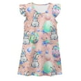 thumbnail image 1 of JUoaLXG Juniors Girls Casual Dresses Summer Easter Bunny Print Round Neck Flying Sleeve Comfortable Homewear DressOutwear,Pink,8-9 Years, 1 of 2
