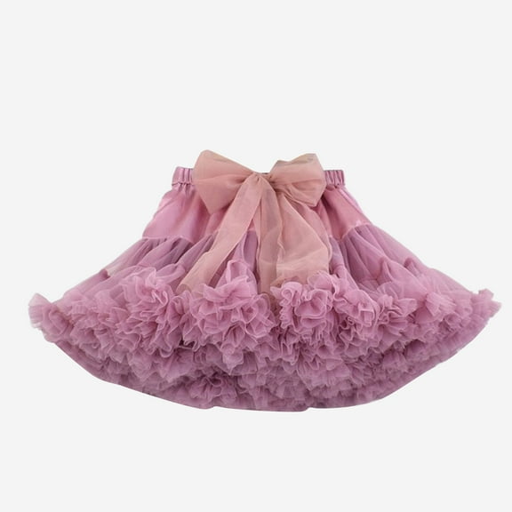 JUoaLXG Toddler Girls Casual Dresses Solid Color Rainbow Print Crew Neck Short Sleeve A Line Mesh Tutu Dress Activewear,Pink,2-4 Years