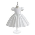 thumbnail image 1 of JUoaLXG Toddler Girls Casual Dresses Spring Summer Kids Baby Solid Color Ruffle Short Puff Sleeve Princess Dress Holiday Wear,White,4-5 Years, 1 of 9
