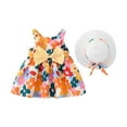 thumbnail image 1 of JUoaLXG Toddler Girls Casual Dresses Summer Butterfly Print Bowknot Sleeveless Backless Birthday Party Tutu Princess With Hat Set DressSportwear,Orange,4-5 Years, 1 of 8