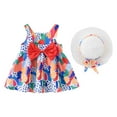 thumbnail image 1 of JUoaLXG Toddler Girls Casual Dresses Summer Floral Bowknot Sleeveless Backless Birthday Party Tutu Princess With Hat Set DressDaily-Wear,Multicolor,4-5 Years, 1 of 8