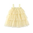 thumbnail image 1 of JUoaLXG Toddler Girls Casual Dresses Summer Mesh Strappy Square Collar Sleeveless Party Tiered Dance Party Tutu Sundress Activewear,Yellow,3-4 Years, 1 of 4