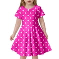 thumbnail image 1 of JUoaLXG Toddler Girls Casual Dresses Summer Polka Dot Print Crew Neck Short Sleeve Slim A Line Fashion Sundress Holiday Wear,Pink,4-5 Years, 1 of 4