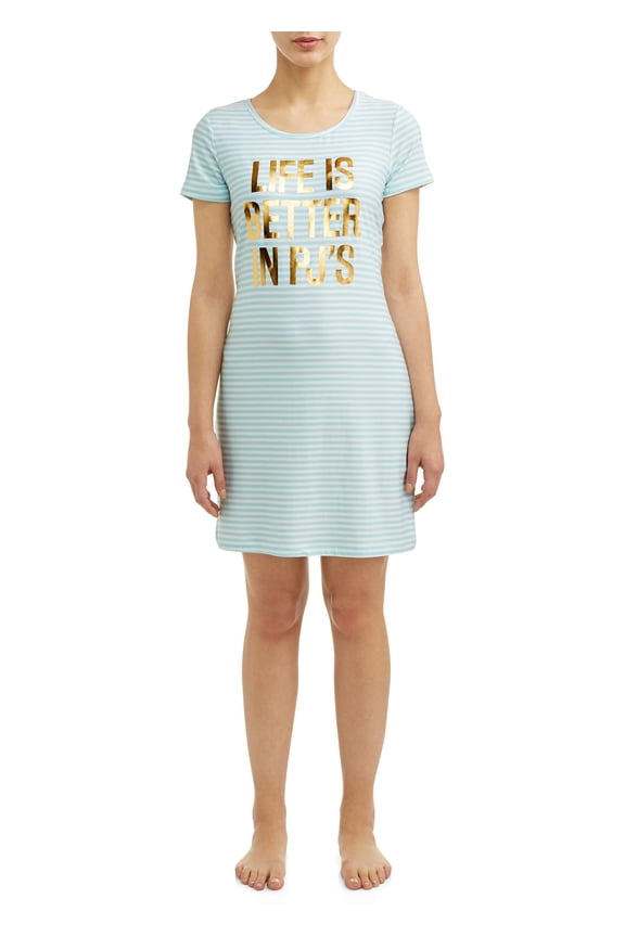 JV Apparel Women's and Women's Plus Short Sleeve Sleep Gown
