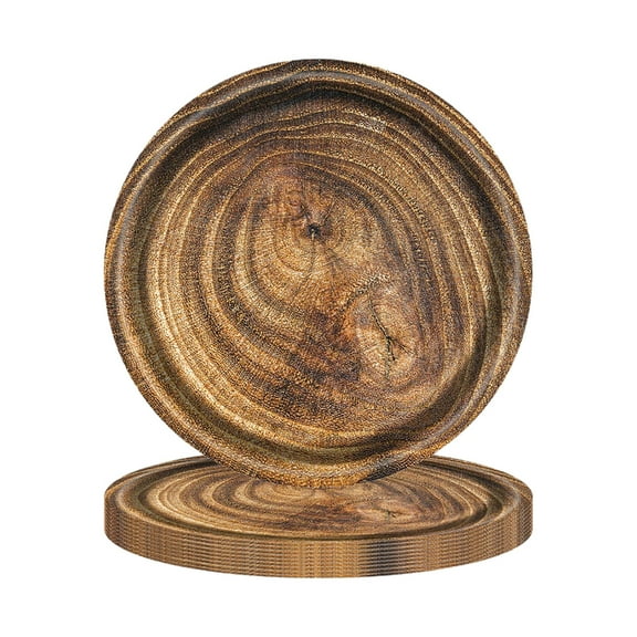 JVBTVB 10 Pack Wood Grain Paper Plates for Camping Party Lumberjack Birthday Hunting Theme Decorations 7.1 Inch Disposable Dinner Plates