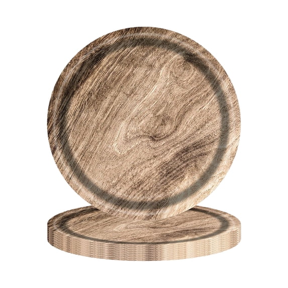 JVBTVB 10 Pack Wood Grain Paper Plates for Camping Party Lumberjack Birthday Hunting Theme Decorations 7.1 Inch Disposable Dinner Plates