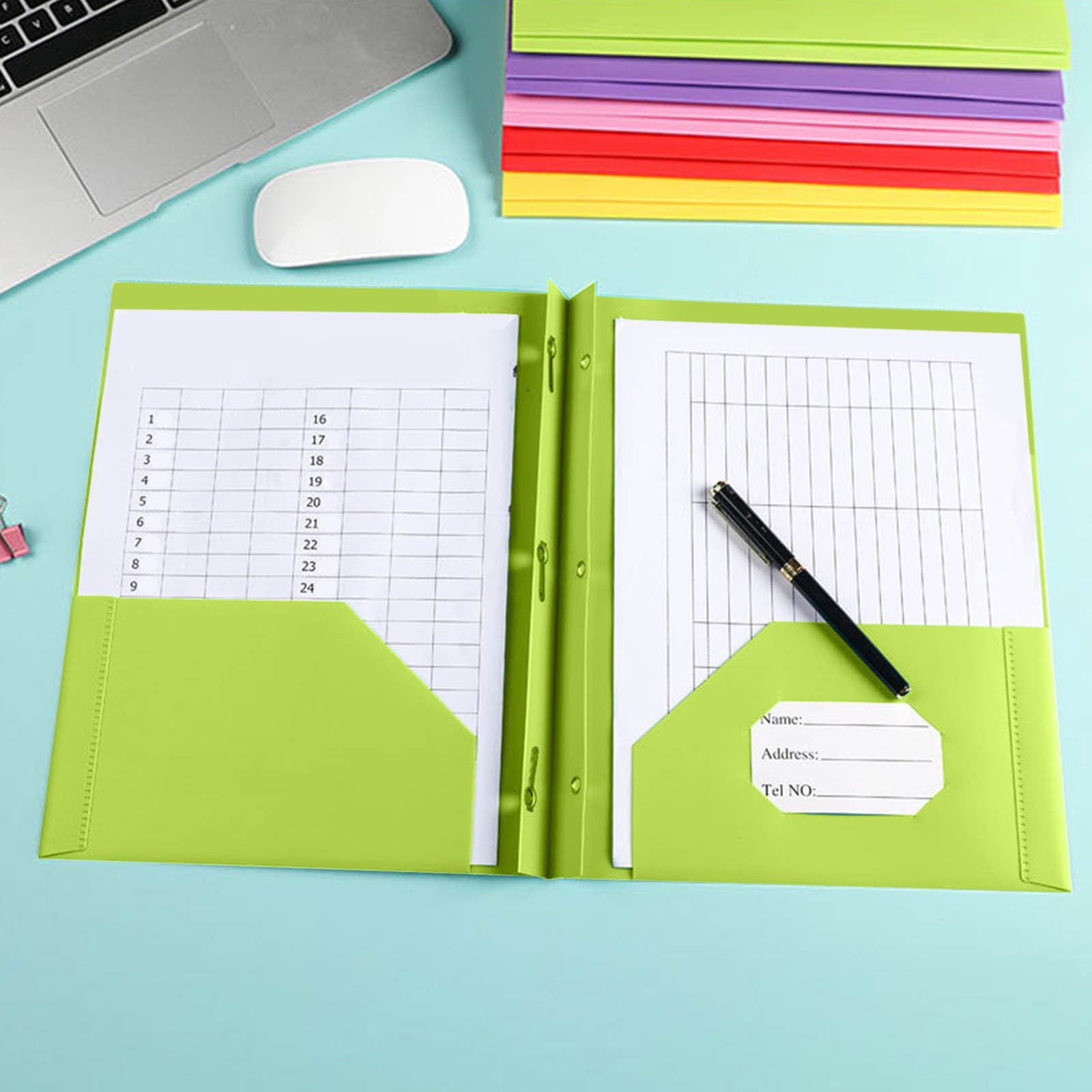 JVBTVB 10 Pcs Heavy Duty Plastic Pocket Folders - Letter Size File Folders with Pockets for Office & School Organization, Back to School Supplies, 7 Fashion Colors, Durable Document Organizer