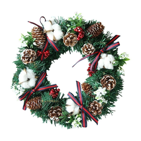 JVBTVB 12 Inch Christmas Wreath with Gold Pine Cones - Luxury Handcrafted Holiday Door Hanging Decor for Home Hotel Christmas Tree Decoration