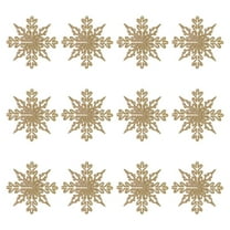 JVBTVB 12-Pack 4-Inch Unbreakable Plastic Snowflake Christmas Tree Ornaments, Gold Hollow Shatterproof Hanging Pendants for Xmas Home Party Decorations