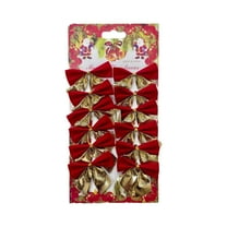 JVBTVB 12Pcs Pre-tied Christmas Bows for Tree Decorations, Holiday Gift Wrapping Ribbon Bows, All-in-One Festive Party Decoration Supply with Gold Patterns