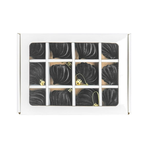 JVBTVB 12pc Flocked Christmas Ornaments 6cm Vintage Style Xmas Tree Balls with Hanging Loops for Home Holiday Decor, 2.36in