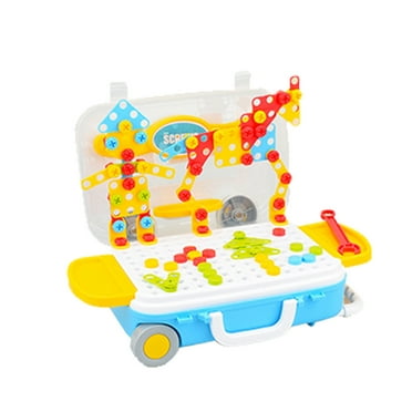 JVBTVB 137Pcs Play Construction Tool Sets, Drilling Screw Puzzle Toys for Children Building Bricks Toys Kids DIY Electric Drill Set Boys Educational Toy