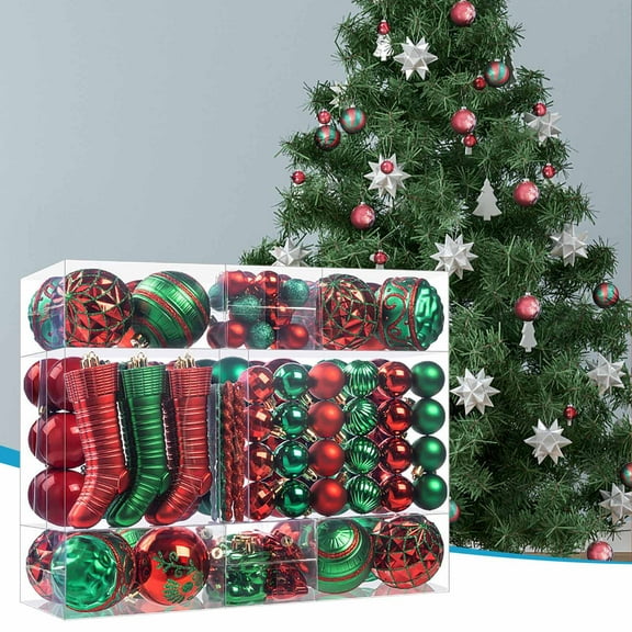 JVBTVB 150-Piece Shatterproof Electroplated Christmas Ornaments Set for Tree, Wreath, Garland Decorations with Hooks, Fade-Resistant Holiday Decor 2025