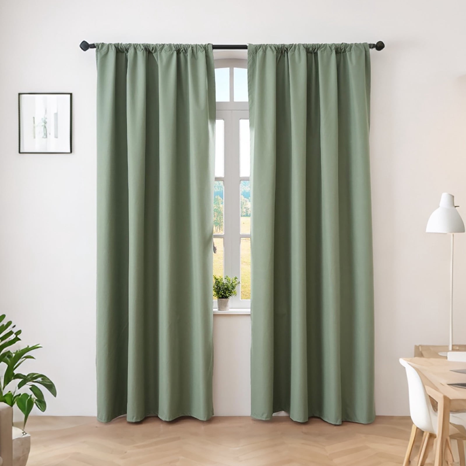 JVBTVB 2-Pack Blackout Curtains 54x102 Inch for Bedroom & Kitchen, Thermal Insulated Energy Saving Solid Color Curtains, Easy Installation Dark Room Solution