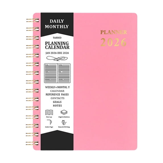 JVBTVB 2026 Planner, A5 Spiral Bound Planner with Premium Faux Leather Cover, 140 Sheets Thick Paper, Weekly & Monthly Academic Calendar, Planner for Work, School, College Students, Great Gift Idea