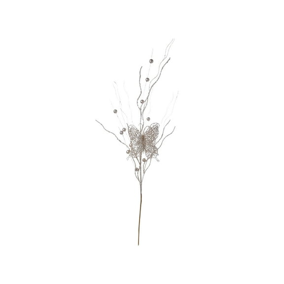 JVBTVB 32 Inch Gold Glitter Christmas Branches with Butterfly and Berry Accents for Holiday Decor, Tree Decorations, Party Supplies, Reusable and Easy to Arrange