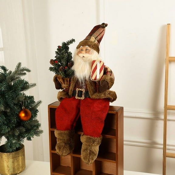 JVBTVB 3D Santa Claus Christmas Decoration  Rustic Reddish Brown Holiday Figurine for Home, Tabletop & Shelf Display, European-Style Festive Ornament for Living Room, Dining Room & Christmas Gift
